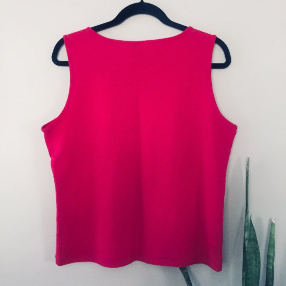 ♦️ Buy 2 Get 1 Free Liz Claiborne Tank Raspberry Shell petite Large LP - Picture 4 of 4
